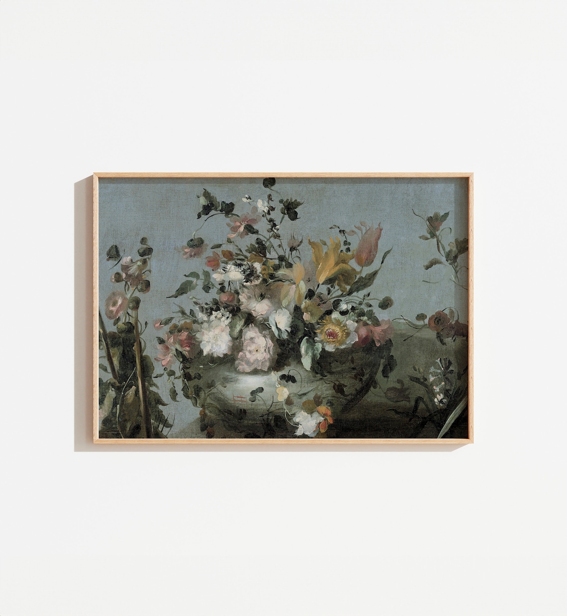 Vintage Blue Floral Still Life Art Print