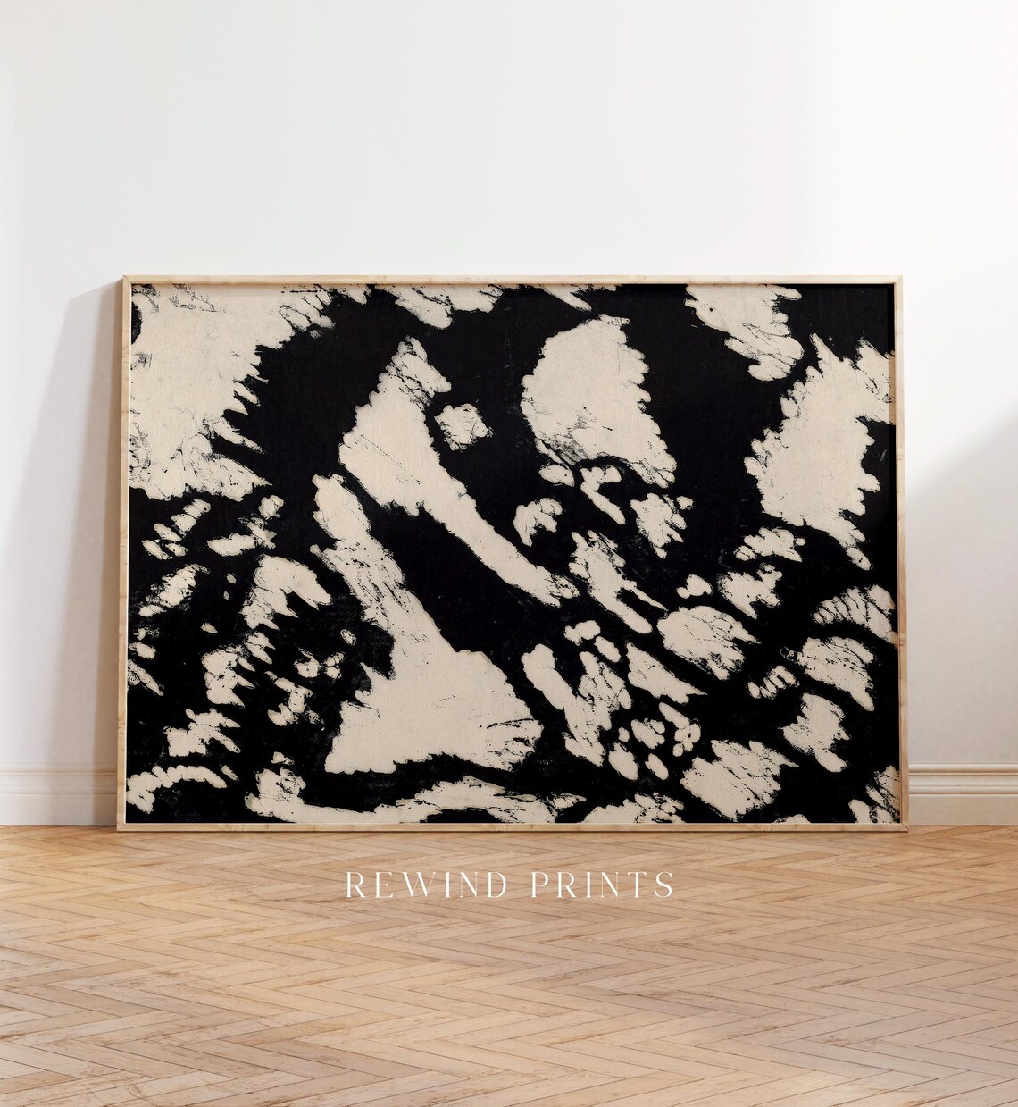 Vintage Black And Beige Abstract Brushstroke Japandi Style Wall Art - Image 5