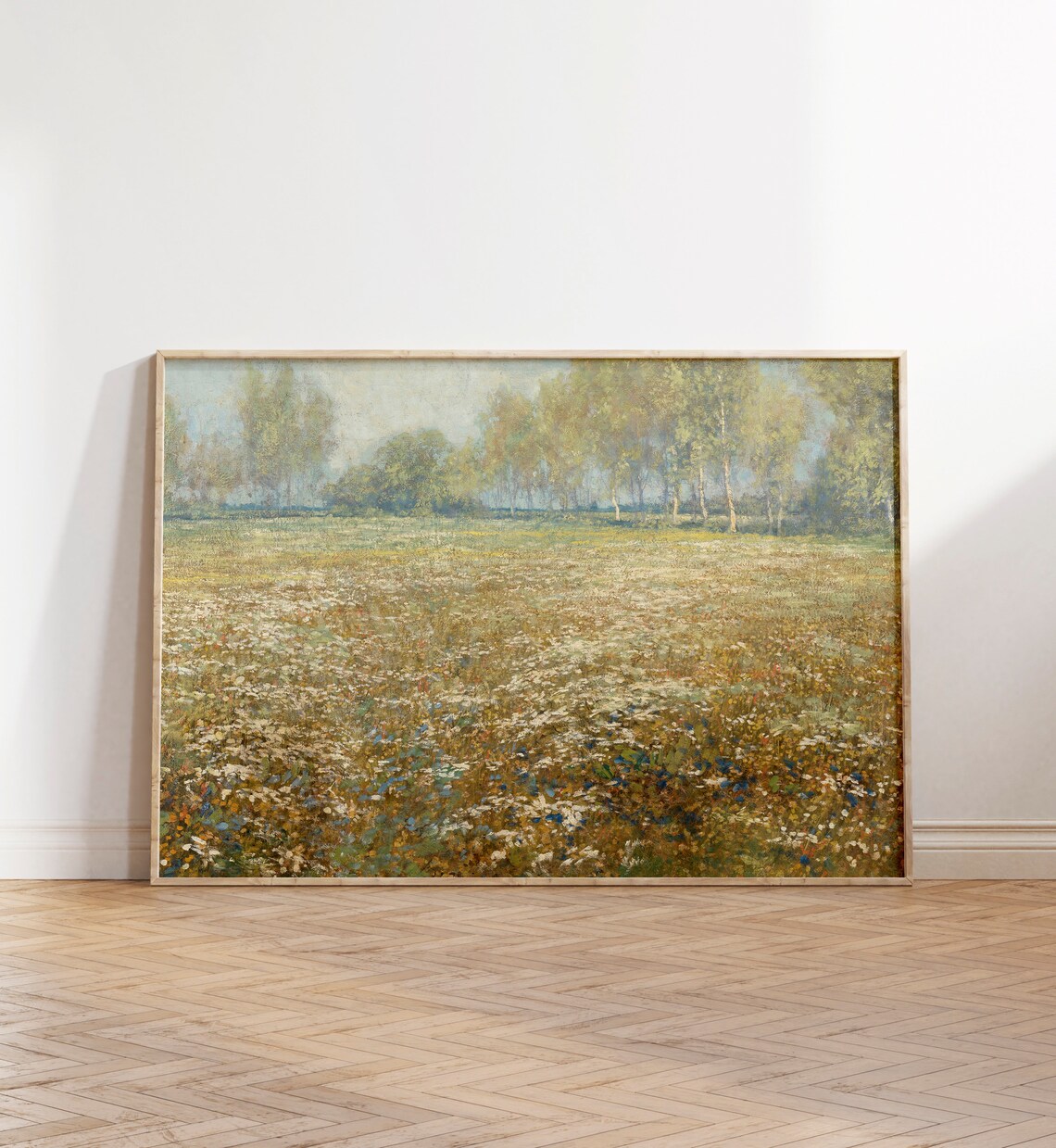 Vintage Wildflower Field Landscape Art Print, Farmhouse - Image 5