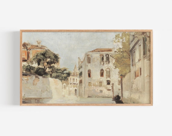 Frame Tv Art Vintage Neutral Landscape Watercolor Painting Pastel Landscape Watercolor Tv Art