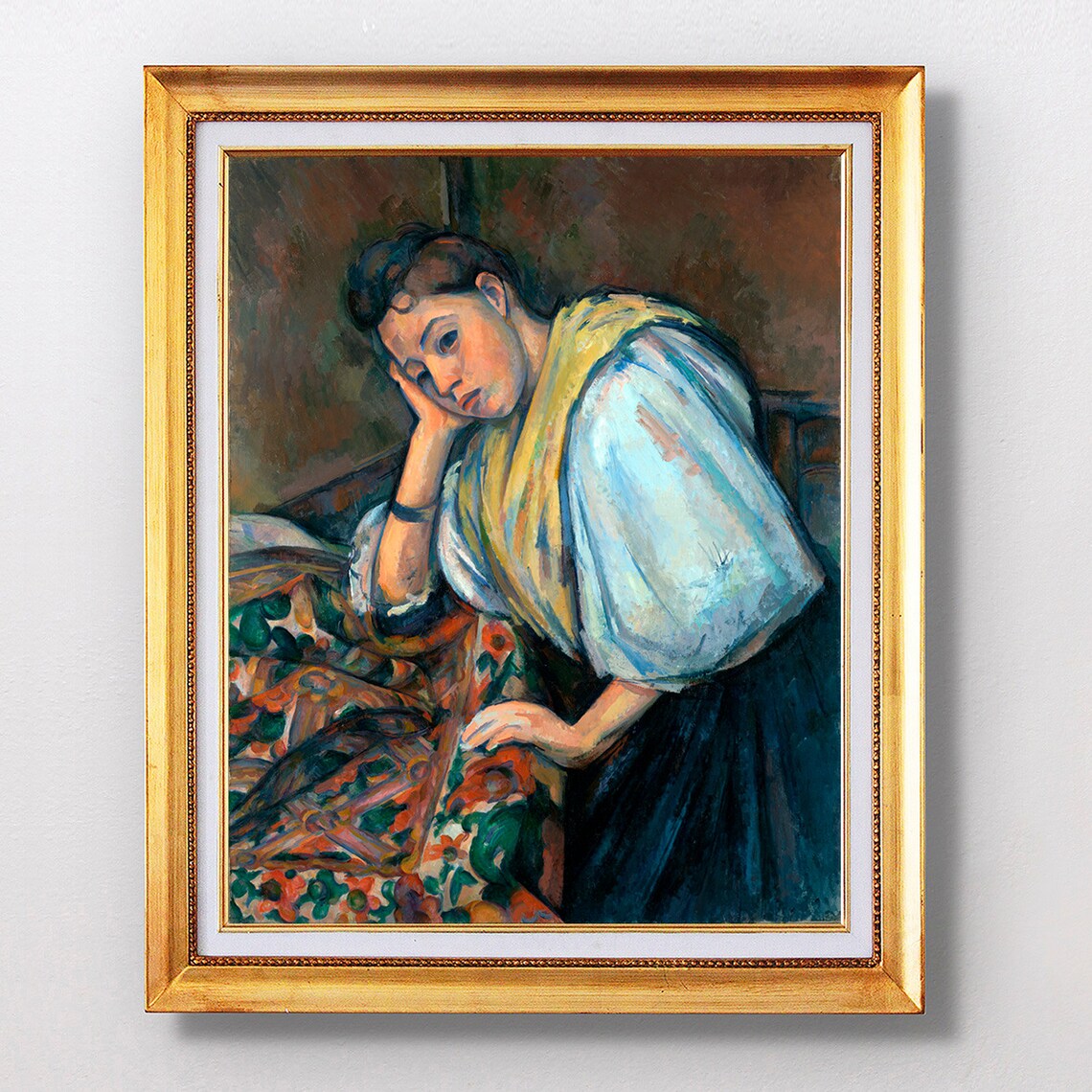Paul Cezanne Young Italian Woman At A Table 1895 Portrait Poster