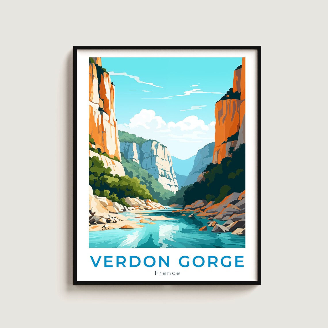 Verdon Gorge France Turquoise River Canyon Travel Poster Art