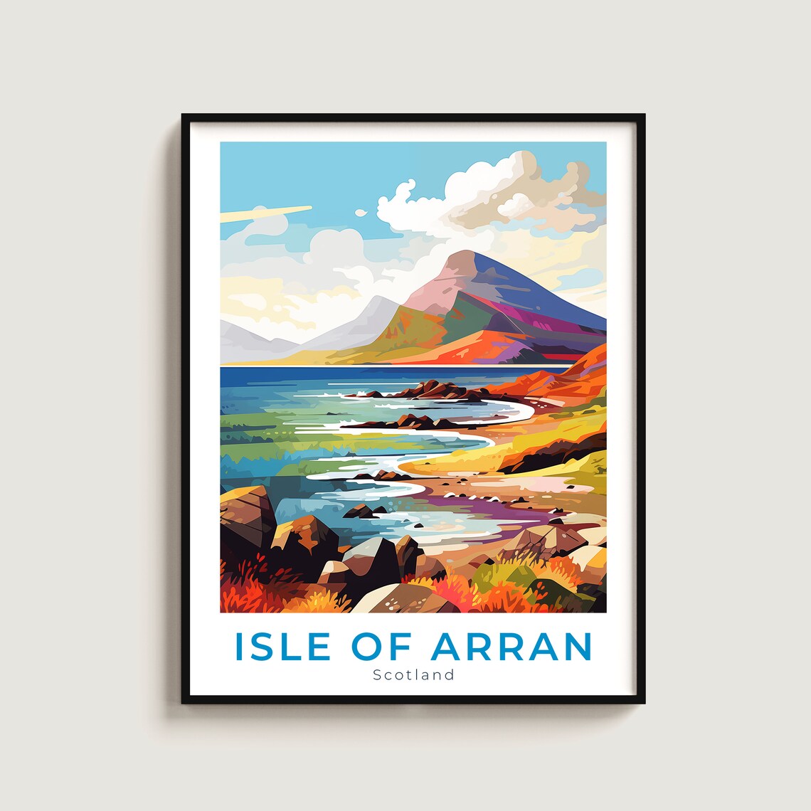 Isle Of Arran Scotland Rocky Coast Vivid Mountain Bay Poster