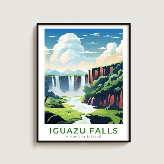 Iguazu Falls Travel Print Wall Art Gift Argentina Brazil Poster Home Decor Lovers Hanging