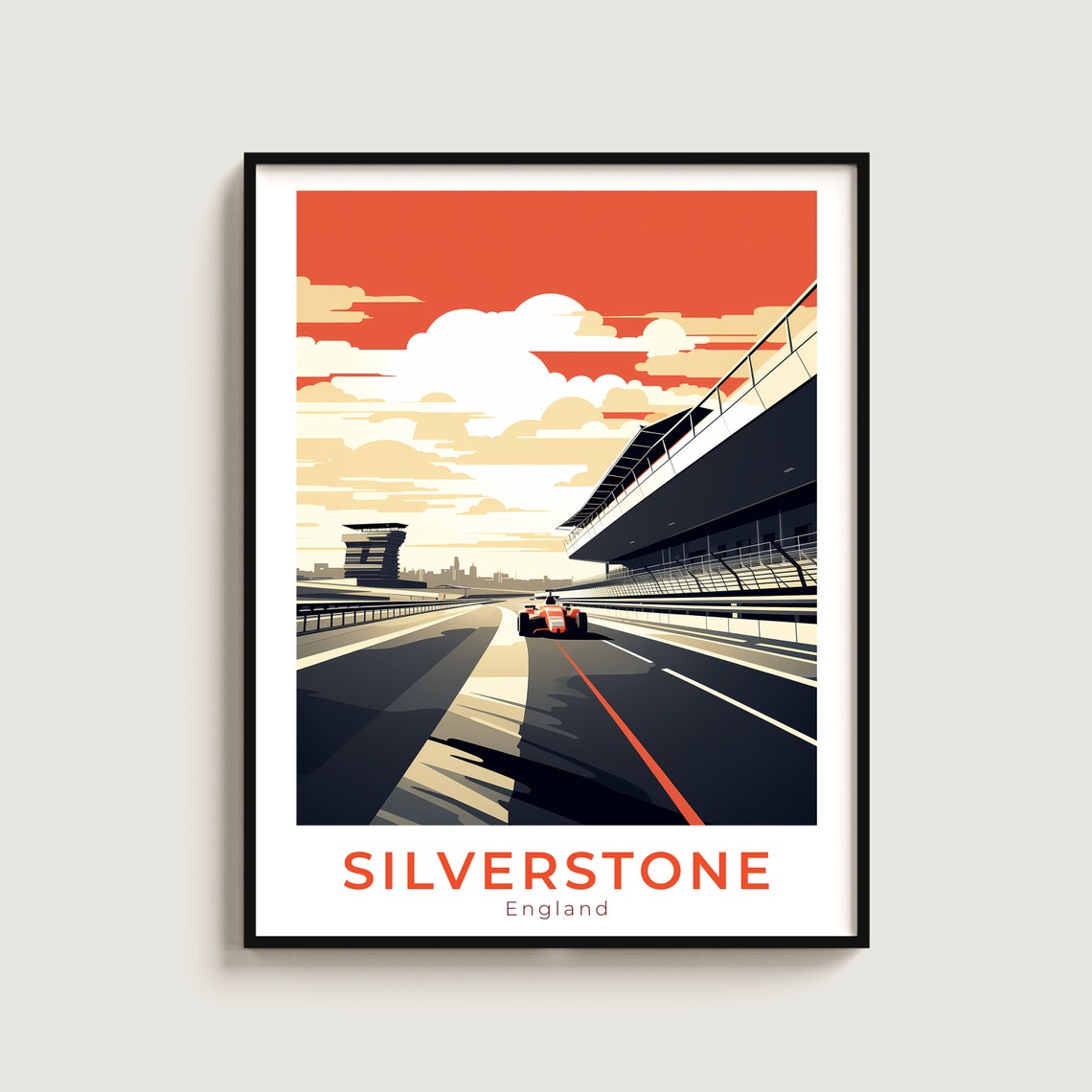 Silverstone England Formula Racing Track Sunset Automotive Poster