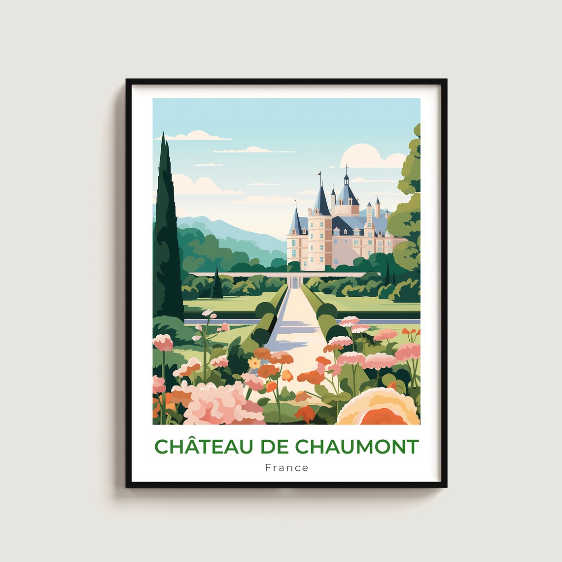 Chateau de Chaumont France Loire Valley Castle Flowers Poster