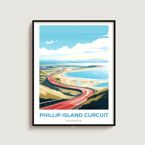 Phillip Island Circuit Travel Print Wall Art Gift Australia Poster Home Decor Lovers Hanging