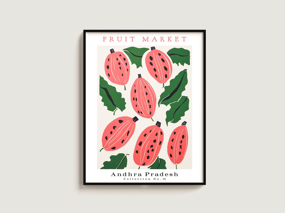 Andhra Pradesh Pink Papaya Fruit Market No. 15 Tropical Poster