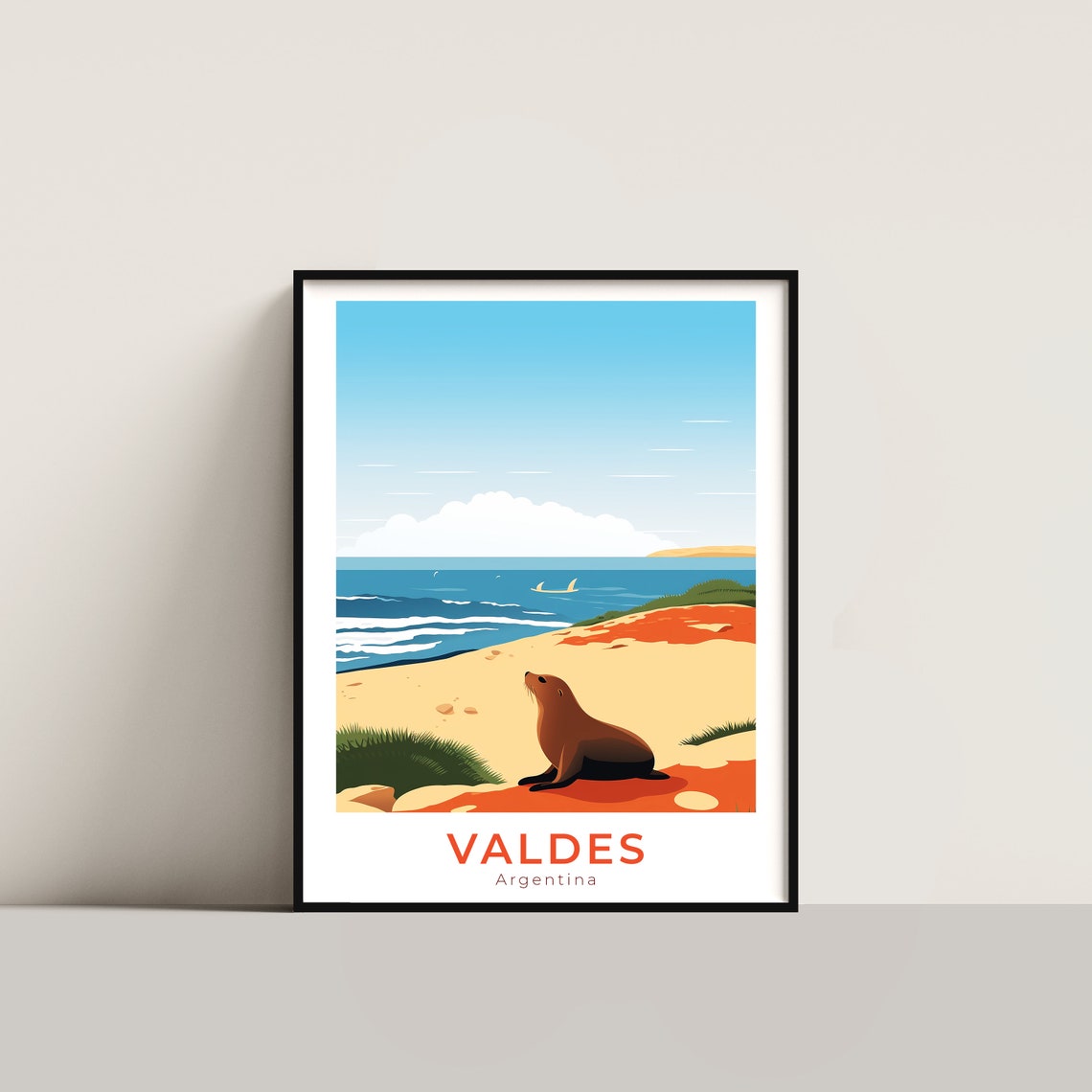 Valdes Argentina Sea Lion On Beach Wildlife Travel Wall Decor Poster