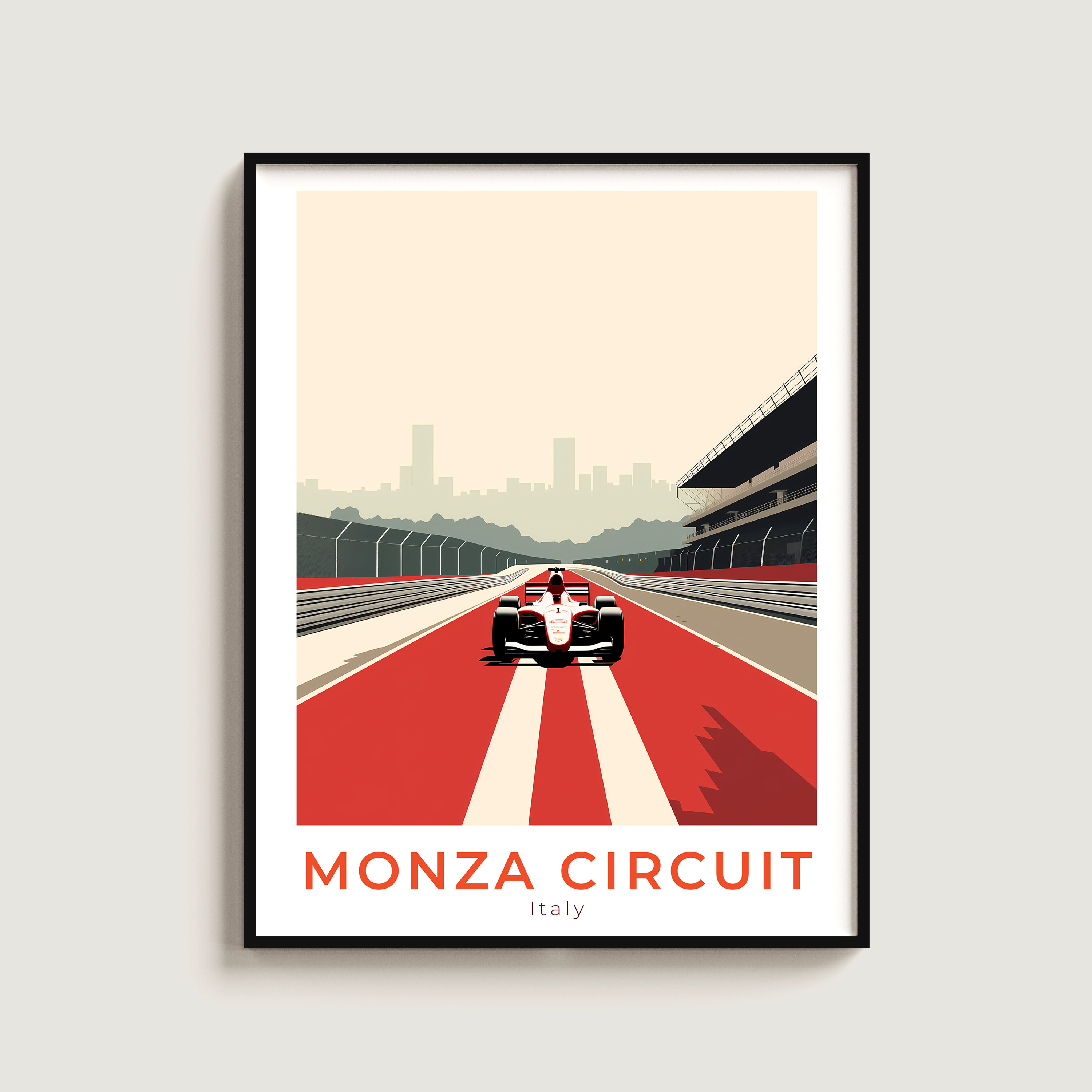 Monza Circuit Italy Race Car Red Track Racing Speed Travel Poster