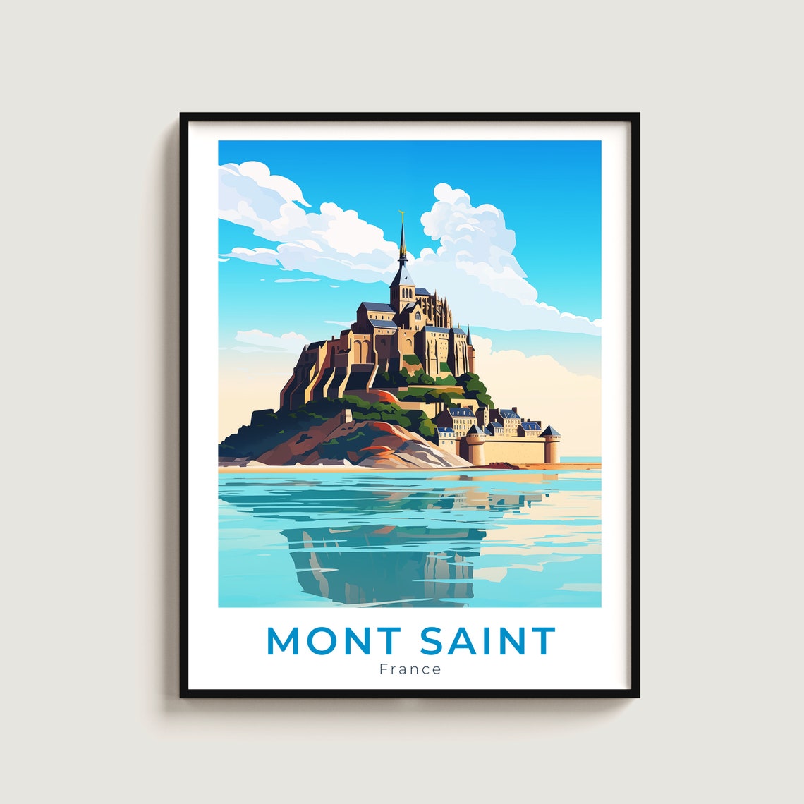 Mont Saint Michel France Island Abbey Water Reflection Poster
