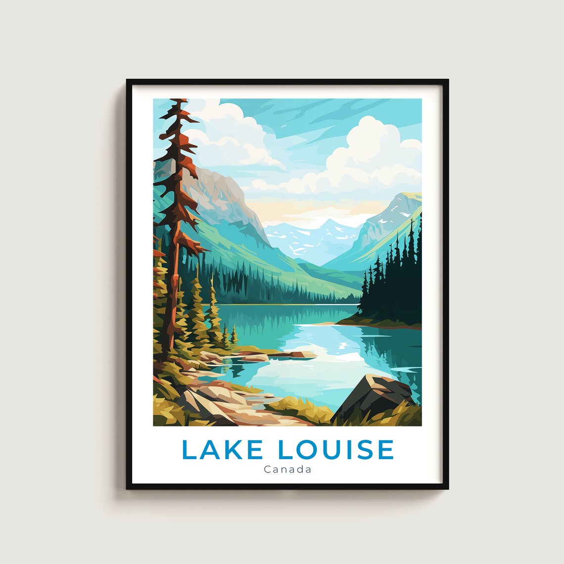 Lake Louise Canada Turquoise Lake Mountain Vintage Travel Poster