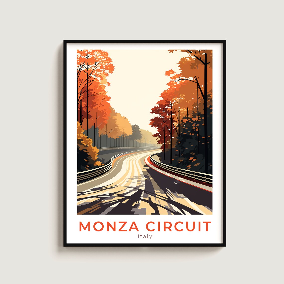 Monza Circuit Italy Royal Park Race Track Through Autumn Forest Poster