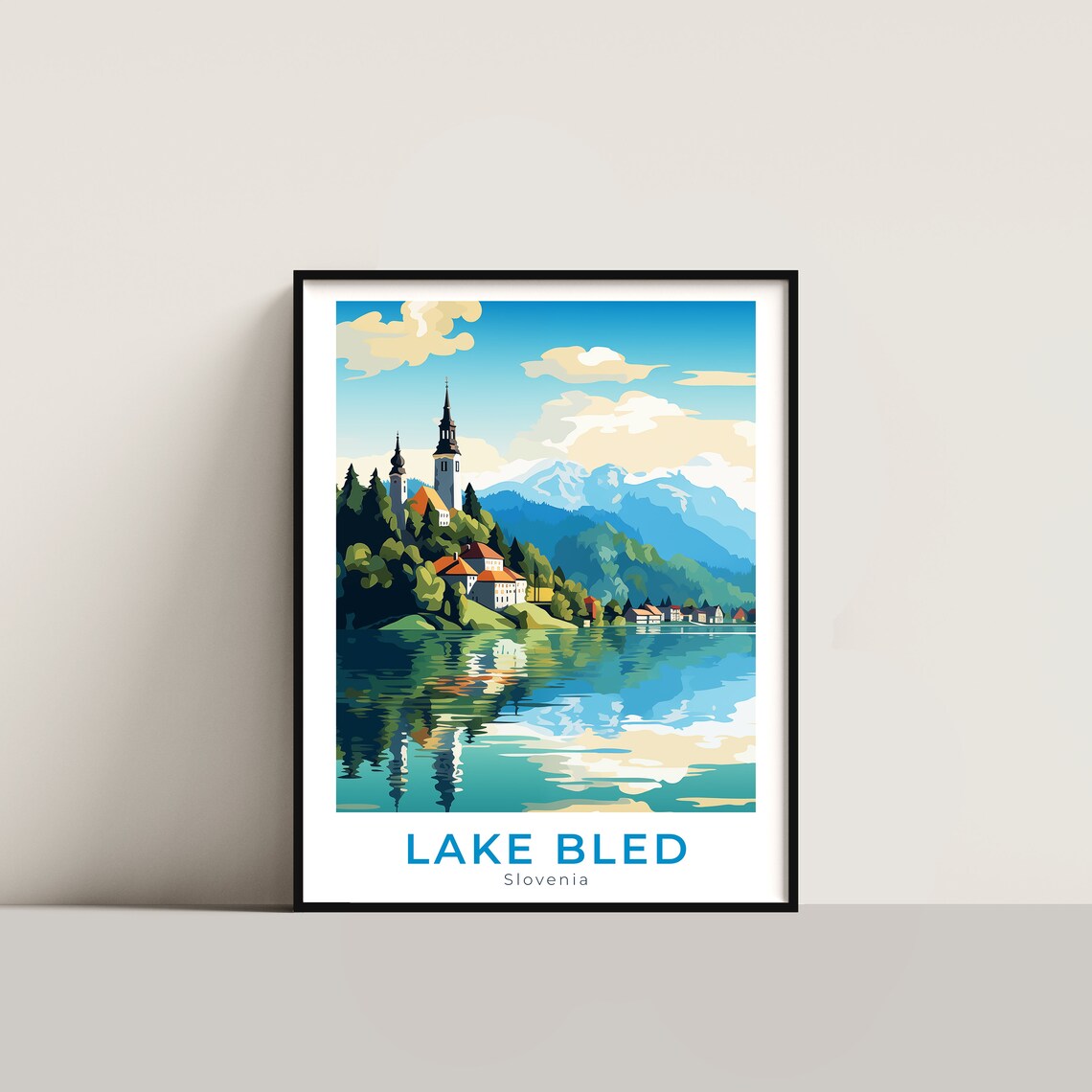 Lake Bled Slovenia Island Church Castle Lake Reflection Wall Art