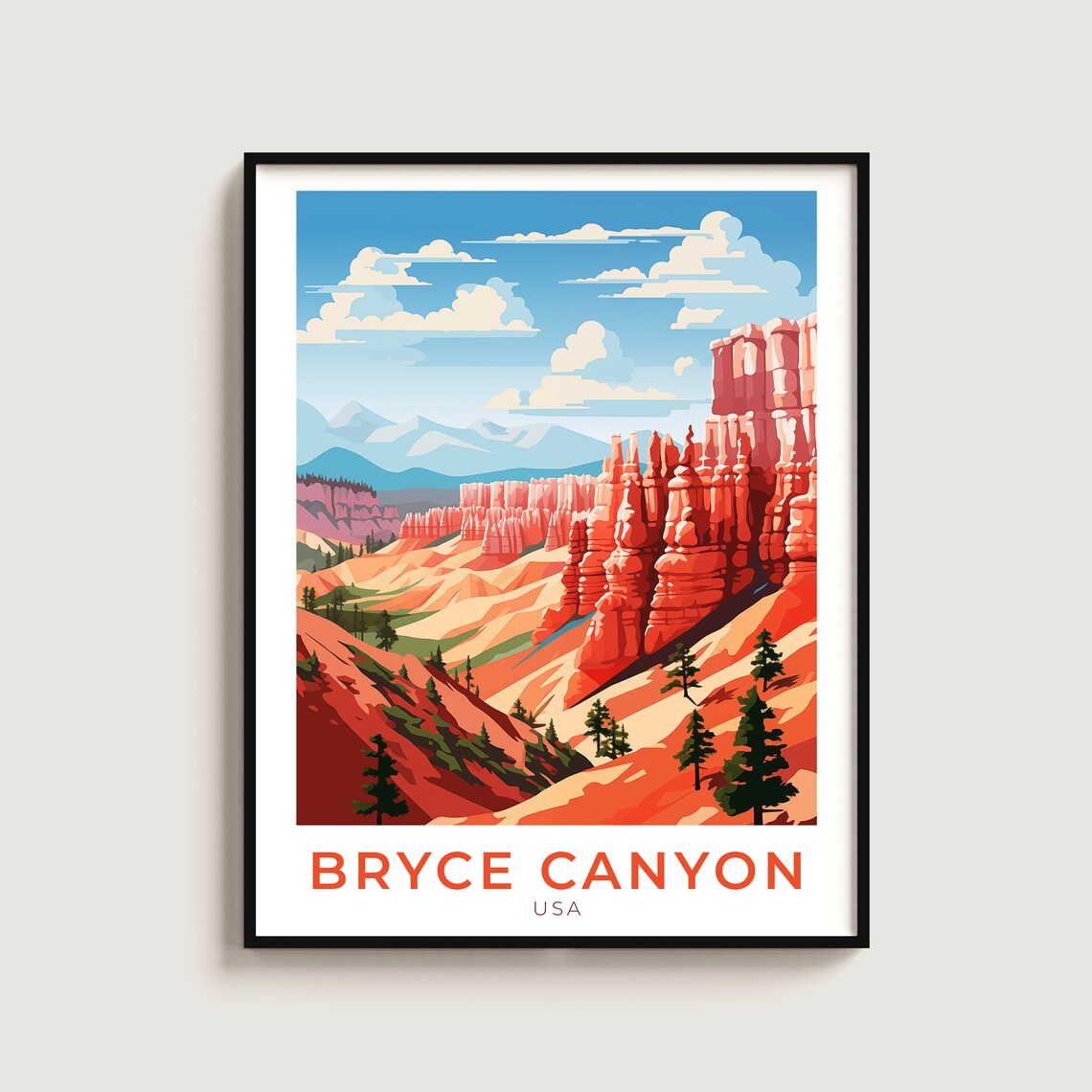 Bryce Canyon Utah Red Rock Hoodoos Desert Landscape Travel Poster