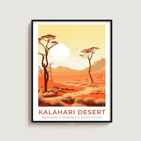 Kalahari Desert Travel Print Wall Art Gift Botswananamibiasouth Africa Poster Home Decor Lovers Hanging