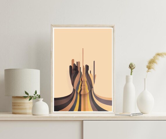 Modern Abstract Face Minimalist Line Art Warm Neutral Tones Poster