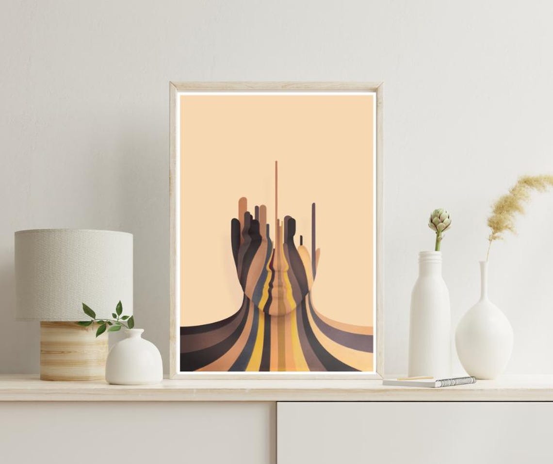 Abstract Face Line Art Poster Minimalist Neutral Wall Modern Surreal Portrait Print Boho Home Decor