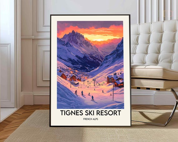Tignes Ski Resort Poster Wall Art Print Photo French Alps