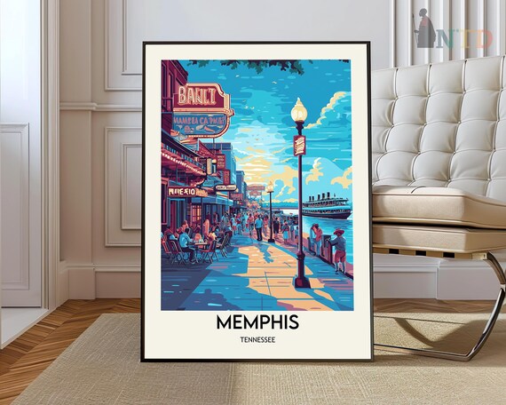 Memphis Tennessee Beale Street Riverfront Sunset Travel Wall Poster