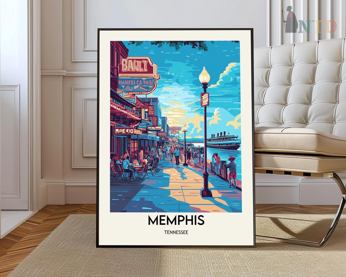 Memphis Tennessee Beale Street Riverfront Sunset Travel Wall Poster