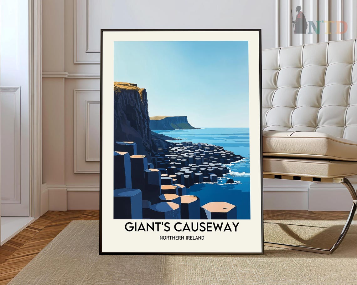 Giants Causeway Basalt Shore With Cliffs Northern Ireland Day Poster