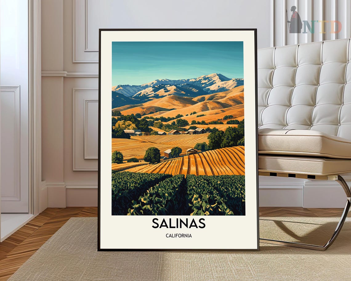 Salinas California Farm Fields Mountain Sunset Landscape Poster