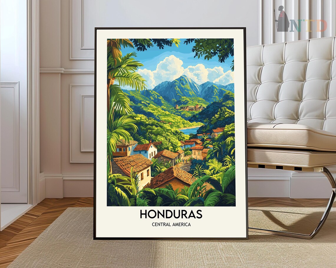 Honduras Travel Poster, Tegucigalpa Roatan Utila Guanaja