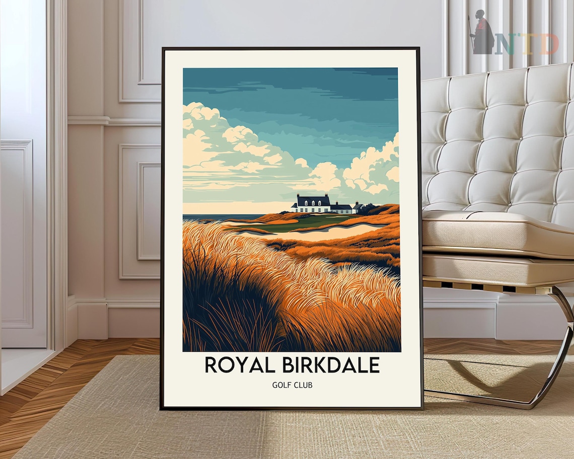 Royal Birkdale Golf Club Links Dunes Vintage Sports Travel Poster