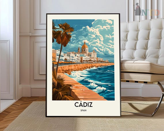 Cádiz Travel Poster, La Caleta Beach, Andalusia