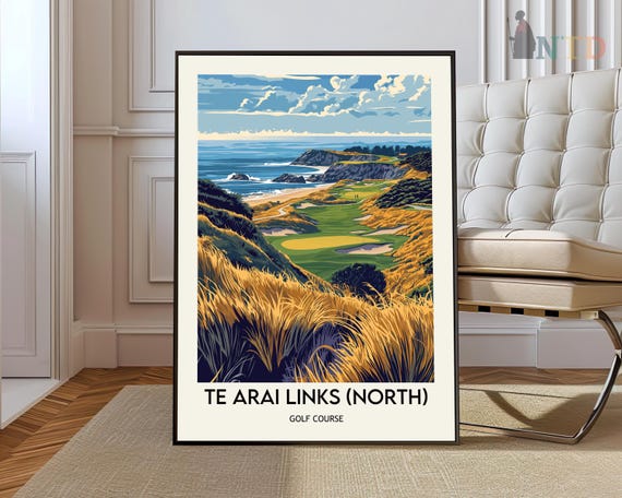 Te Arai Poster Wall Art Print Photo Decor Travel Links North Course Golf