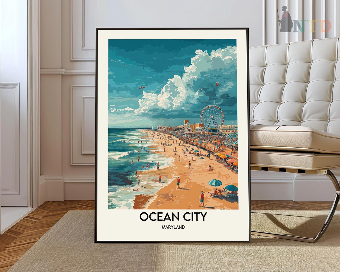 Ocean City, Maryland Travel Poster Art Print