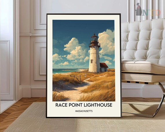 Race Point Lighthouse Red Tower Cape Cod Coastal Travel Poster
