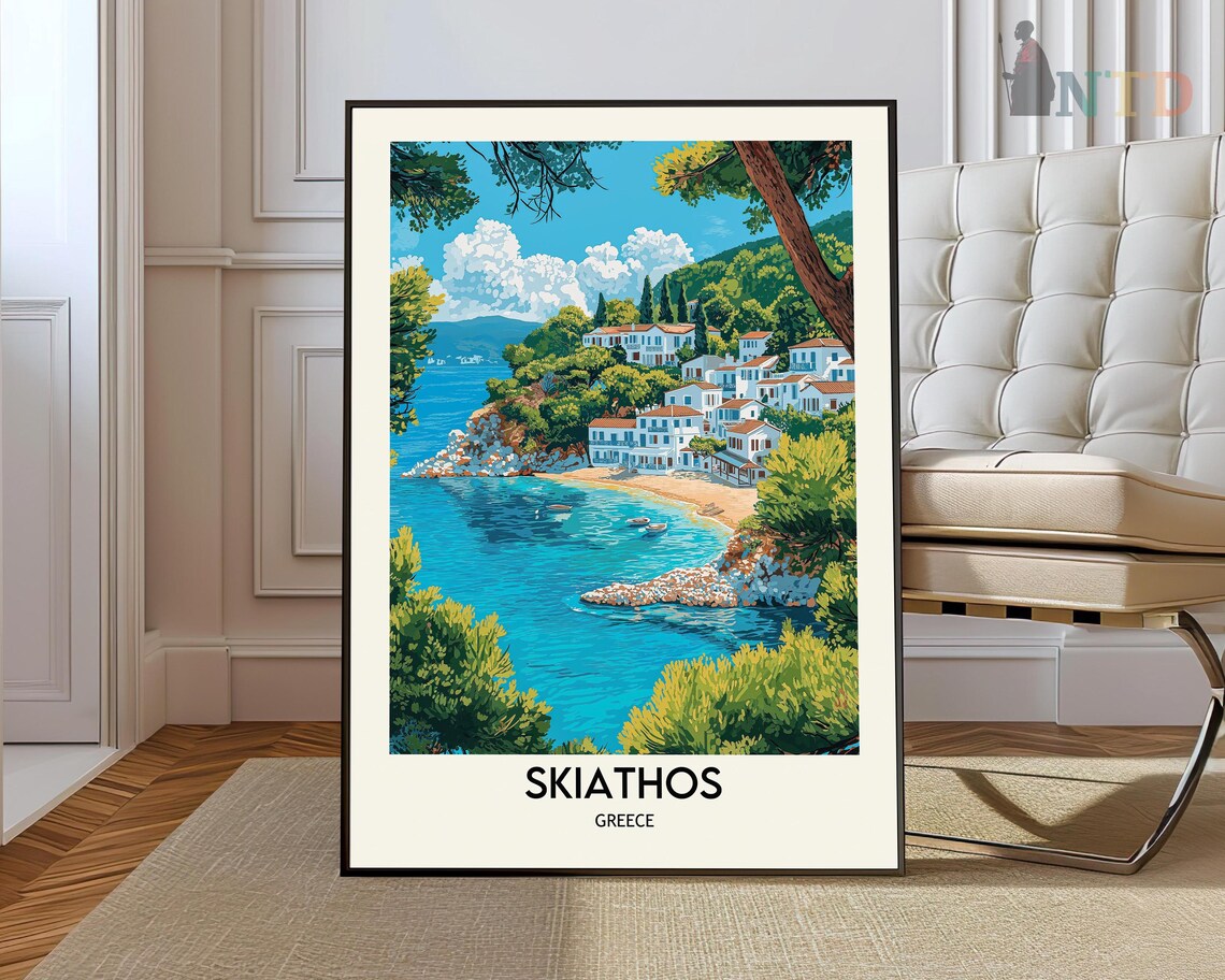 Skiathos Travel Poster, Greece Wall Art Print