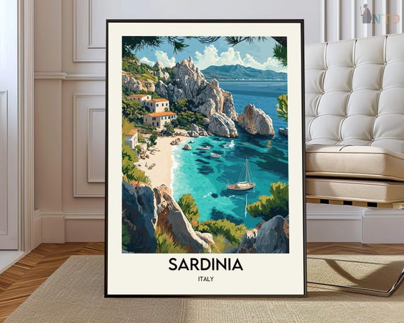 Sardinia Poster Wall Art Print Photo Travel City Map