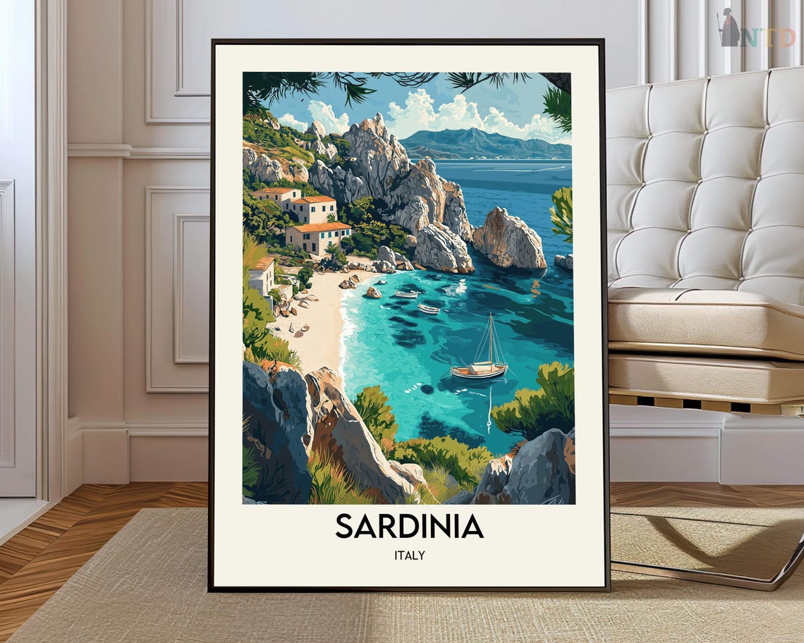 Sardinia Poster Wall Art Print Photo Travel City Map