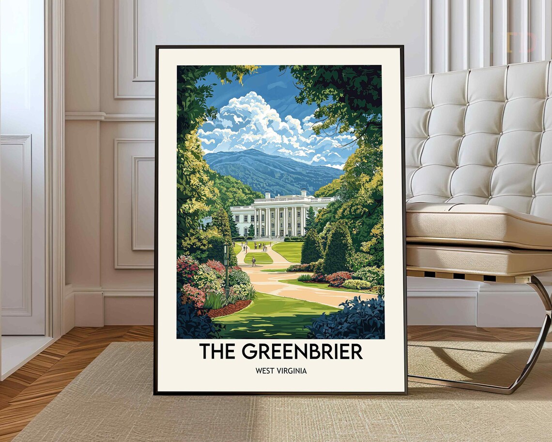 The Greenbrier Resort Gardens West Virginia Elegant Estate Travel Poster