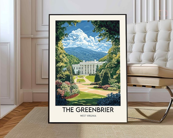 The Greenbrier Resort Gardens West Virginia Elegant Estate Travel Poster