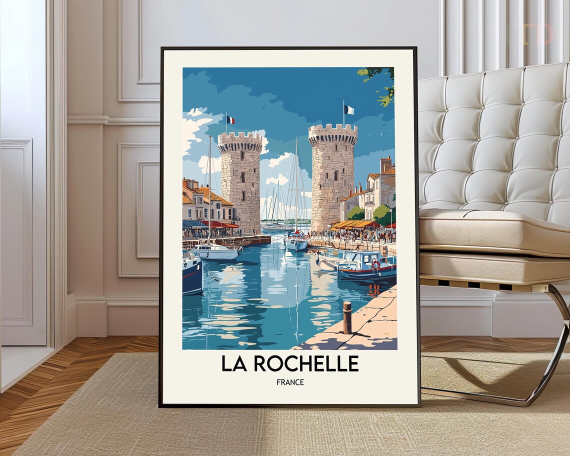 La Rochelle Twin Towers Harbour Entrance Sailing Boats France Poster