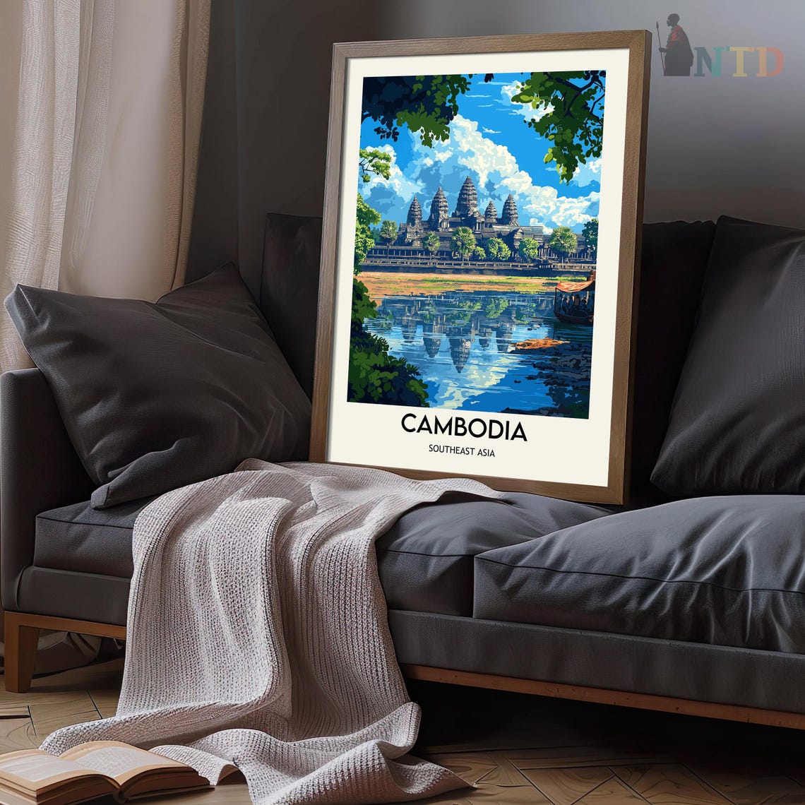 Cambodia Angkor Wat Temple Reflection Southeast Asia Travel Poster - Image 3
