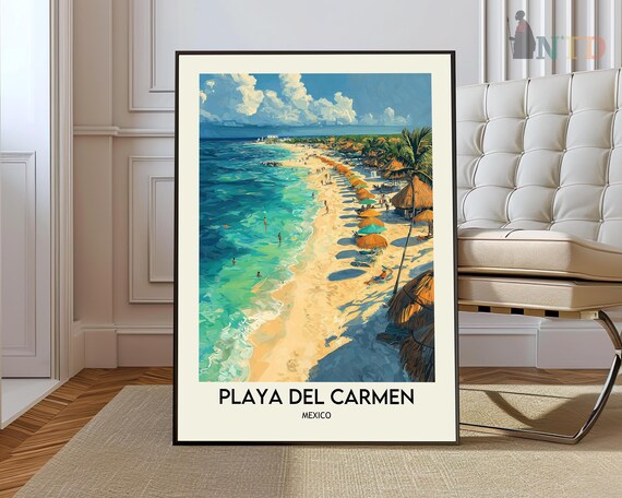 Playa Del Carmen Poster Mexico Travel Print Mexican Decor North America Sea