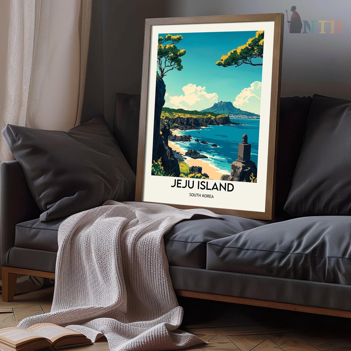 Jeju Island South Korea Dramatic Coastal Cliffs Hallasan View Poster - Image 3