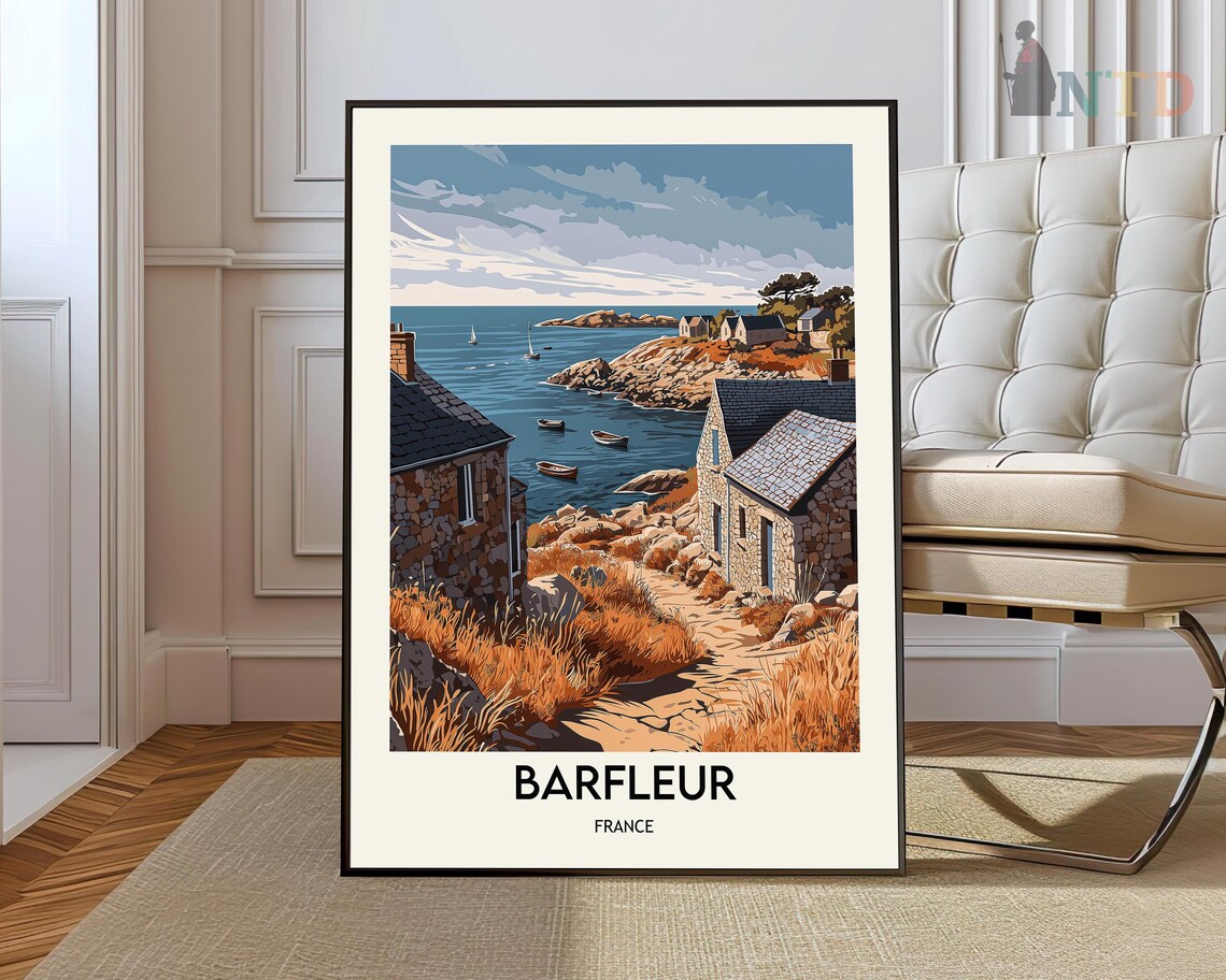 Barfleur Normandy Travel Poster Print, France