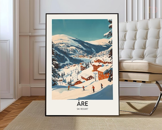 Are Ski Resort Sweden Alpine Village Vintage Ski Slope Poster