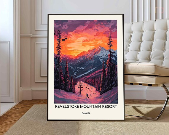 Revelstoke Mountain Resort Canada Alpenglow Sunset Ski Travel Poster