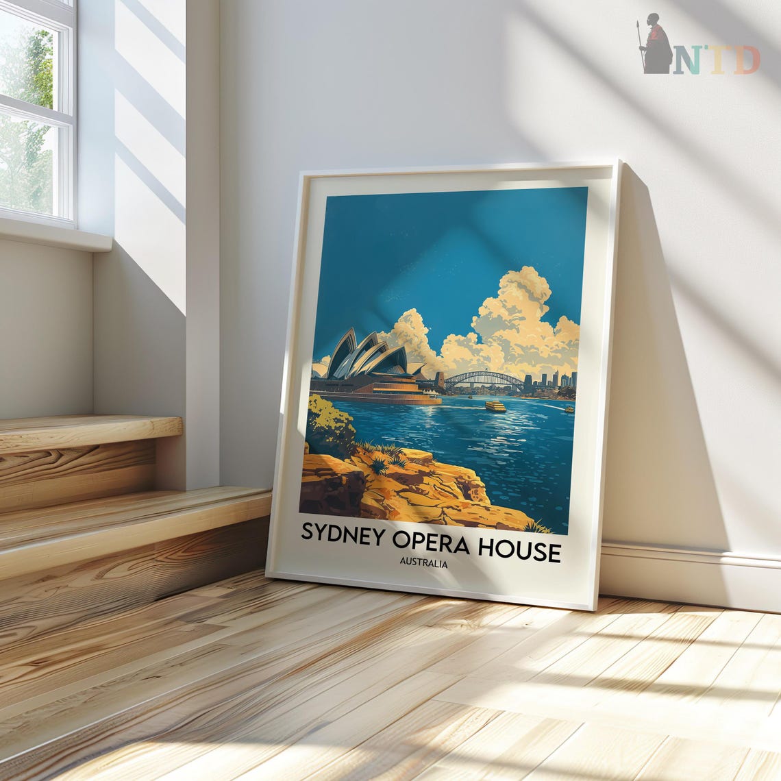 Sydney Opera House Rocky Foreshore Vintage Art Travel Poster - Image 3