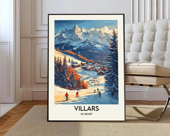 Villars Ski Resort Vintage Alpine Travel Poster Swiss Mountains