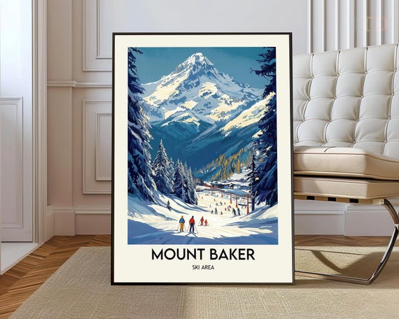 Mount Baker Ski Area Poster Wall Art Print Photo North Cascades