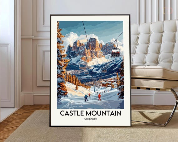 Castle Mountain Ski Resort Poster Wall Art Print Phot