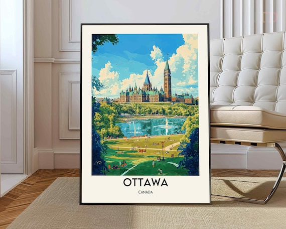 Ottawa Canada Parliament Hill Summer Day North America Travel Poster